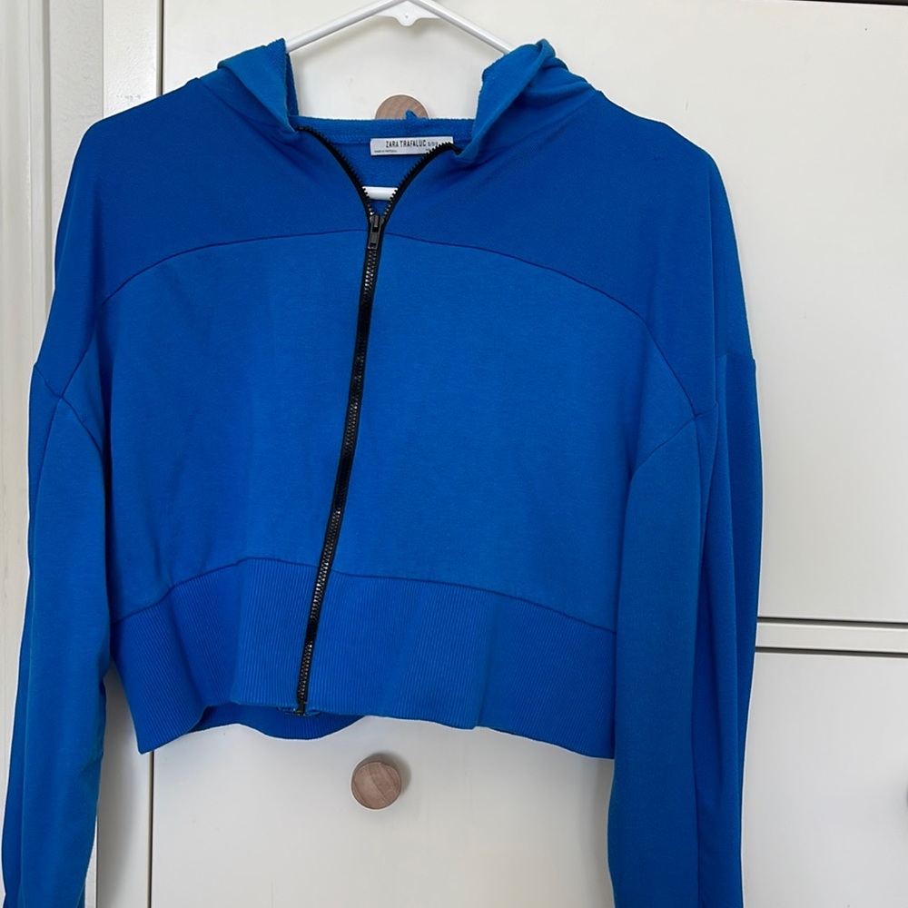 Zara Crop Zip Up Hoodie